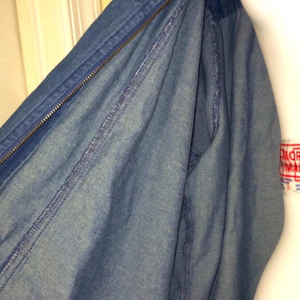 Tudor Court Chambray Full Zipper Blue Denim Jacket adze 2X w/ Bling on Pockets - Picture 7 of 8